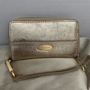 Tahari Rose Gold Metallic Wristlet Clutch